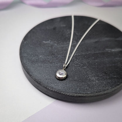 Heart Pebble Pendant. Recycled Sterling Silver.