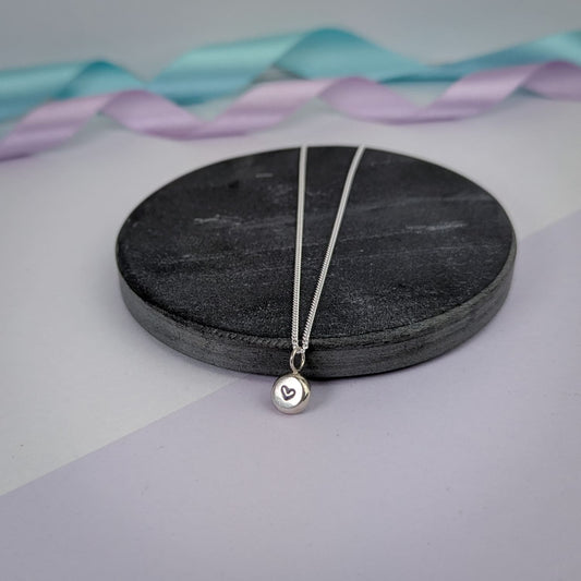 Heart Pebble Pendant. Recycled Sterling Silver.
