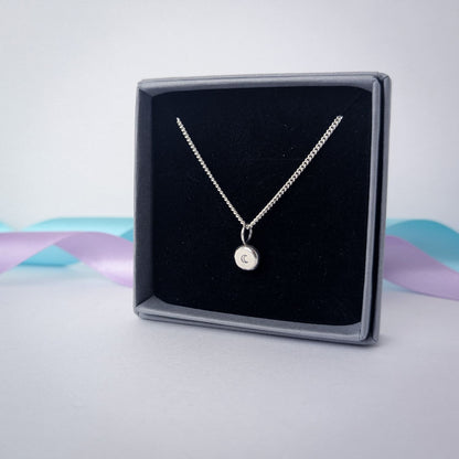 Stamped Moon Pebble Pendant | Sterling Silver