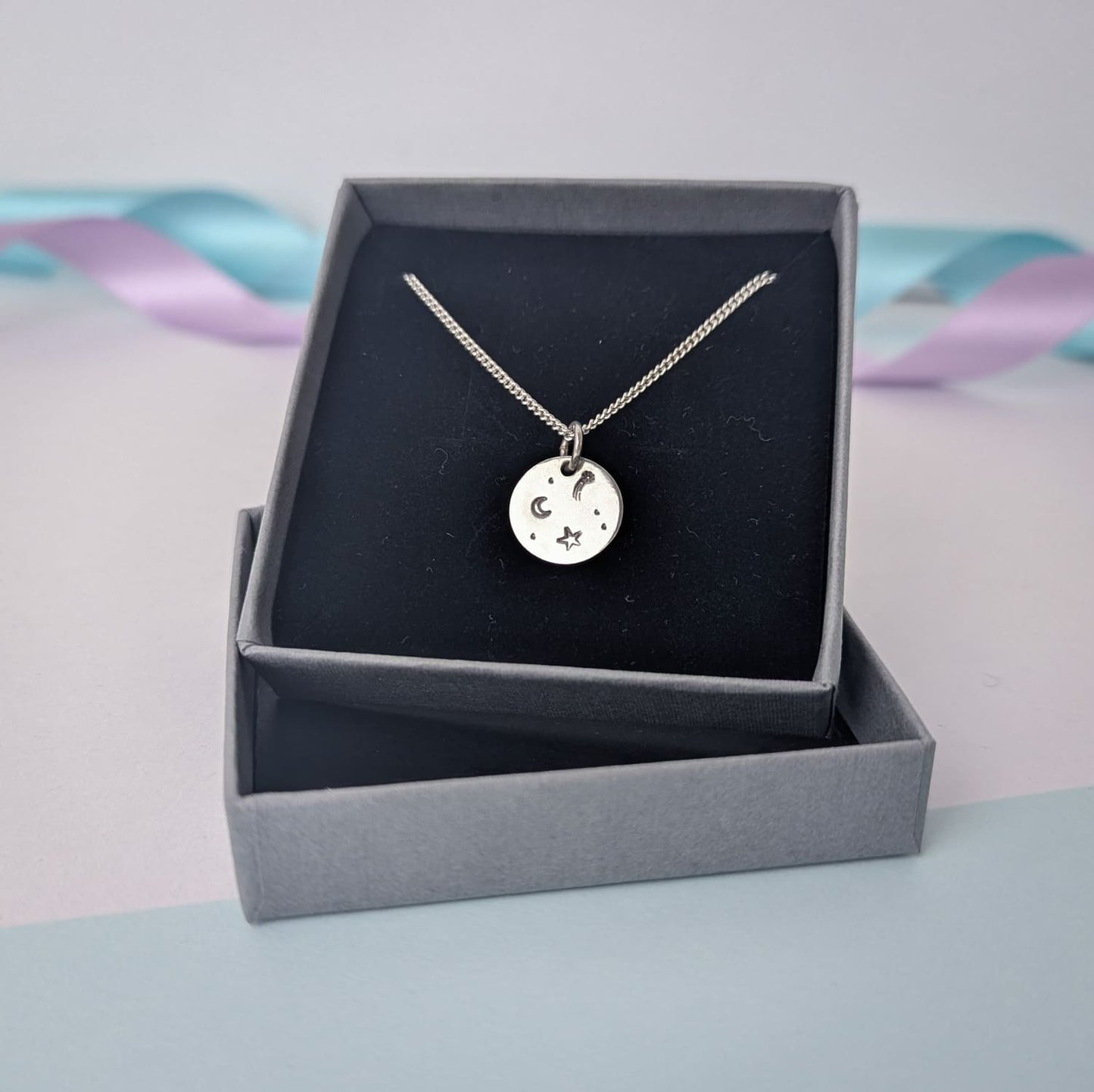 Stargazer Disc Pendant Necklace | Sterling Silver