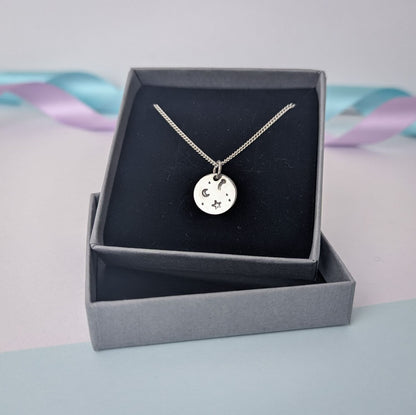 Stargazer Disc Pendant Necklace | Sterling Silver