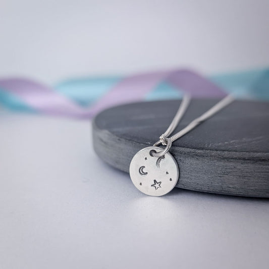 Stargazer Disc Pendant Necklace | Sterling Silver