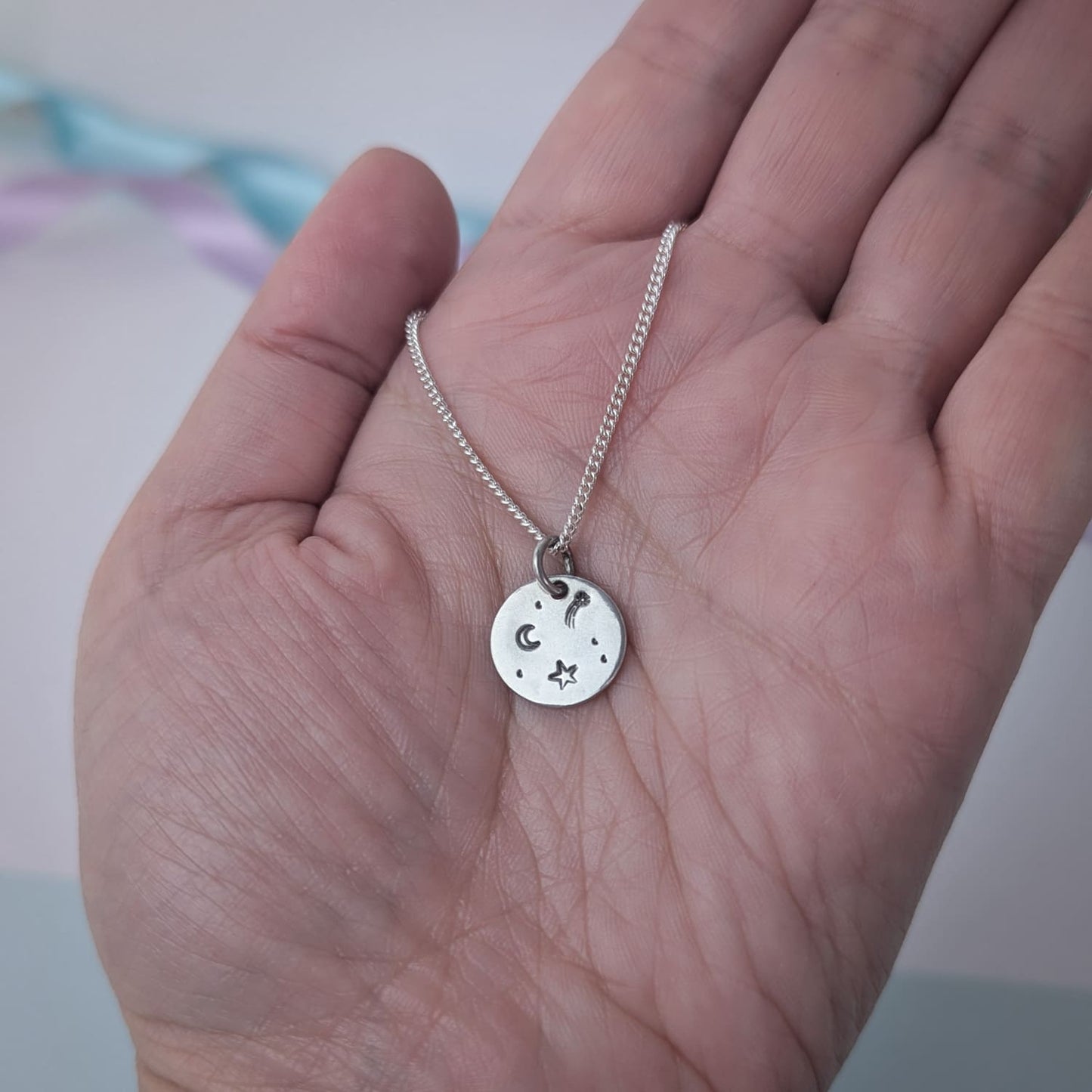 Stargazer Disc Pendant Necklace | Sterling Silver