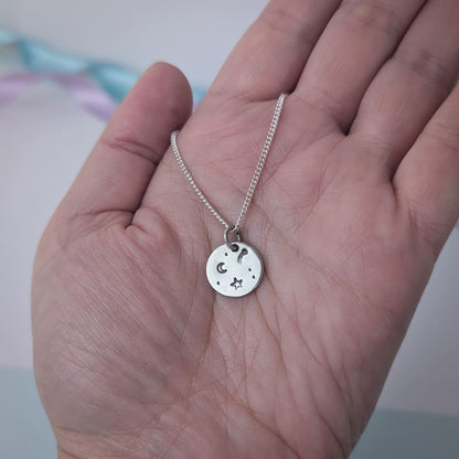 Stargazer Disc Pendant Necklace | Sterling Silver