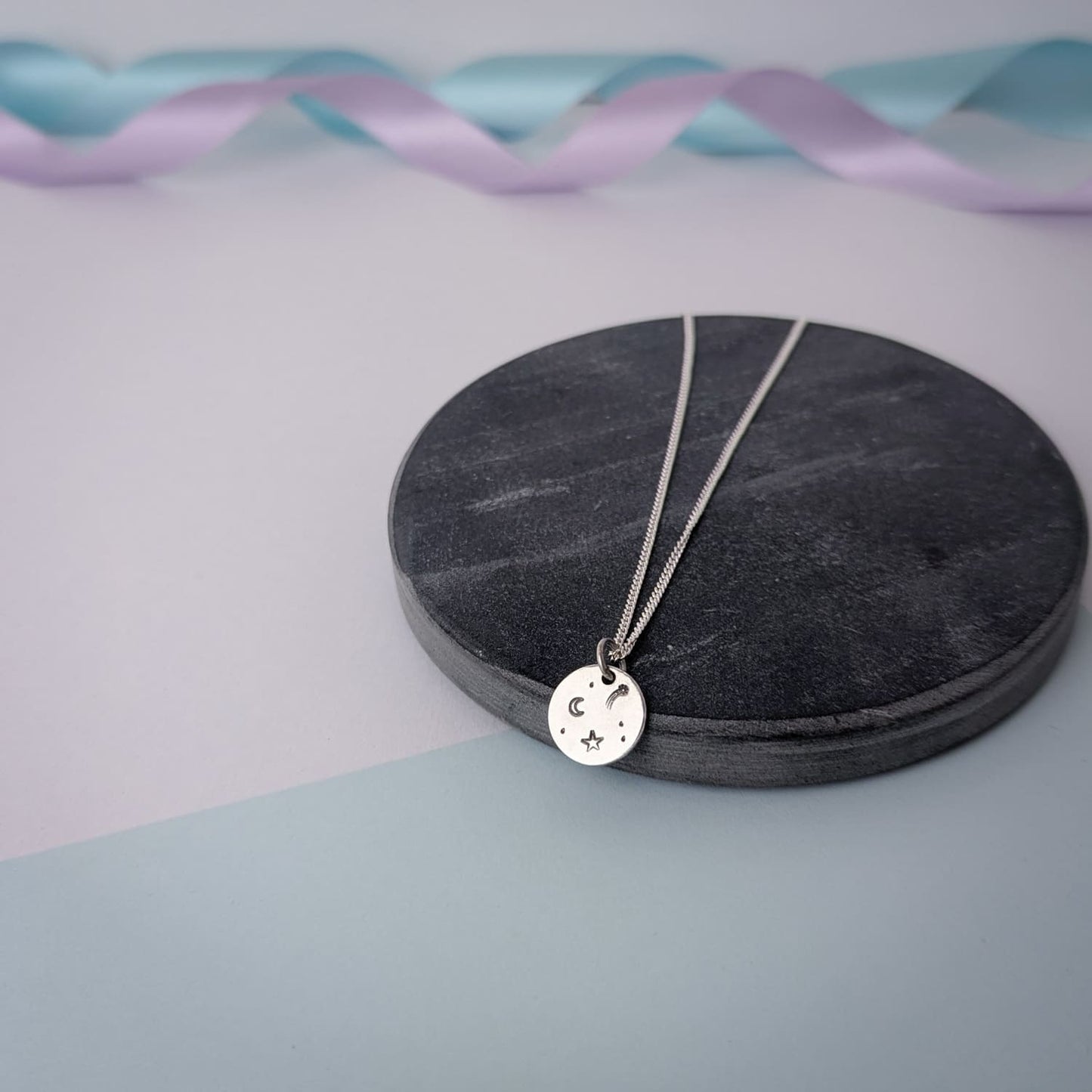 Stargazer Disc Pendant Necklace | Sterling Silver