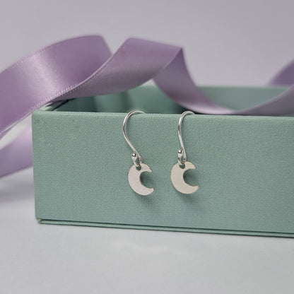 Little Moon Dangly Earrings. Sterling Silver