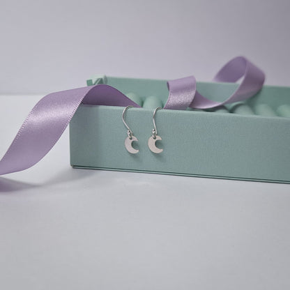 Little Moon Dangly Earrings. Sterling Silver