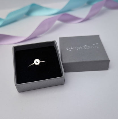 Stamped Moon Pebble Ring. Sterling Silver