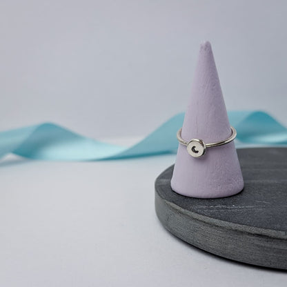 Stamped Moon Pebble Ring. Sterling Silver